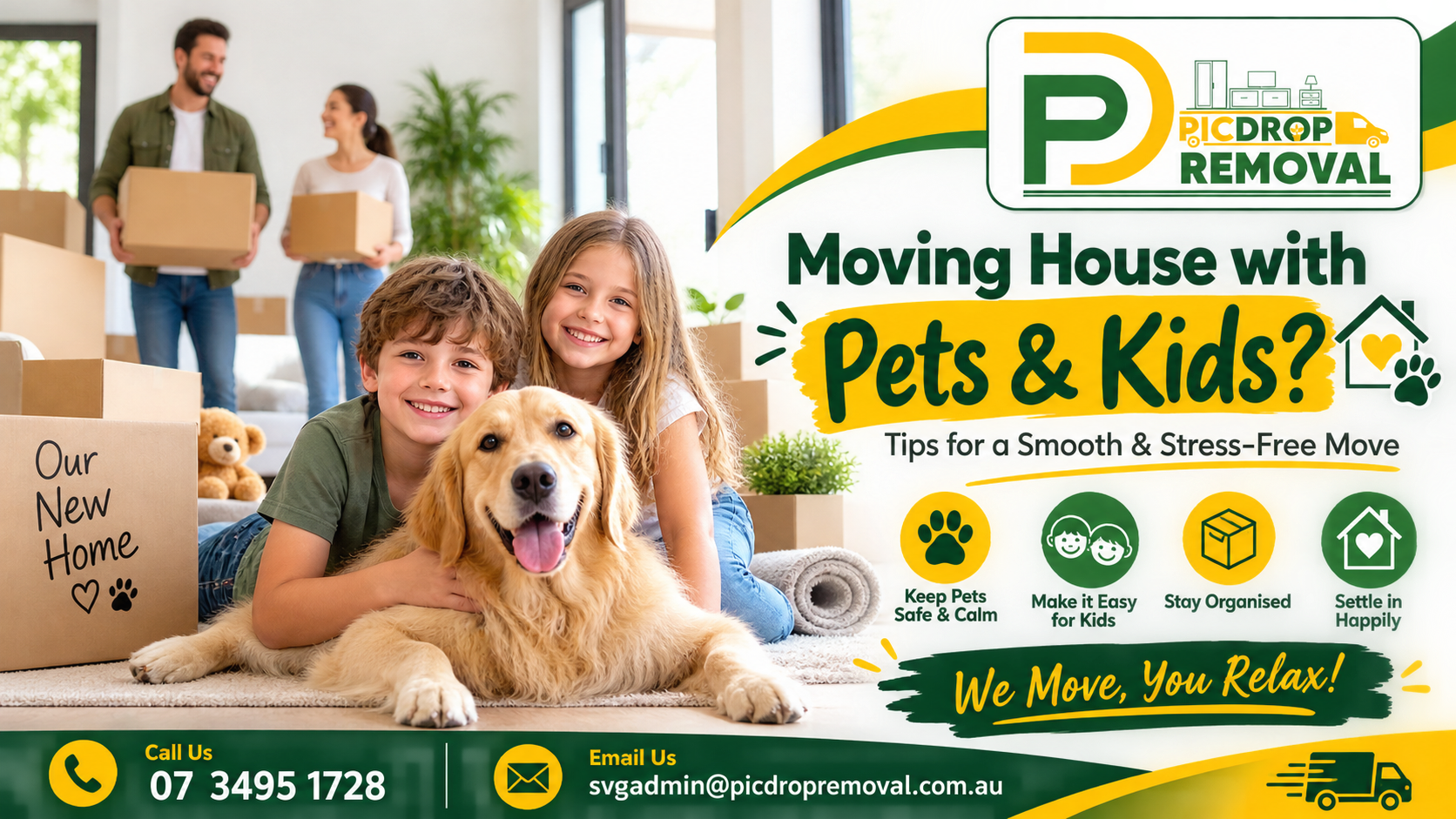 Moving House with Pets and Kids in Brisbane | Dollar Mover